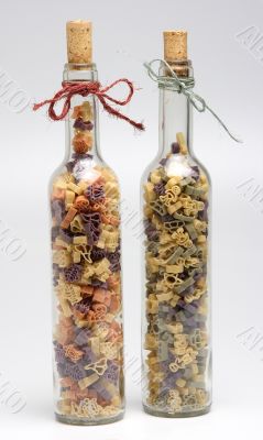 Italian pasta and bottles