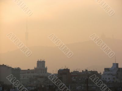 Pink twilight above Barcelona