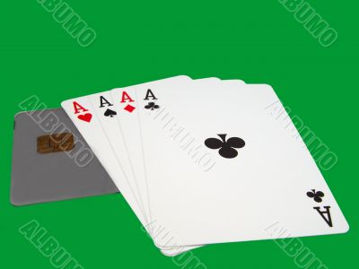 Playing cards and credit card
