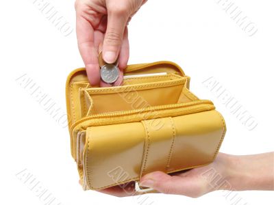 Wallet and hands-clipping path