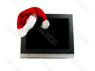 Santa`s hat on a computer screen