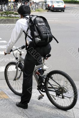 Young man on a bicycle