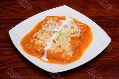 Tacos with red sauce