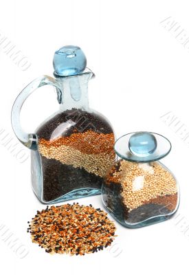 Birdseed in bottle