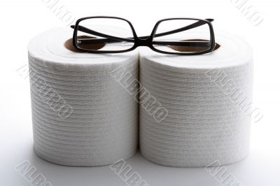 Toilet paper and glasses