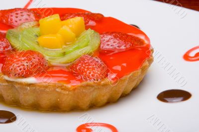 Cake of strawberry close-up