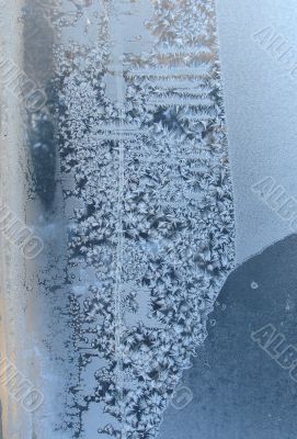 Hoarfrost on window glass