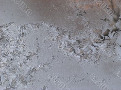 Hoarfrost on window glass