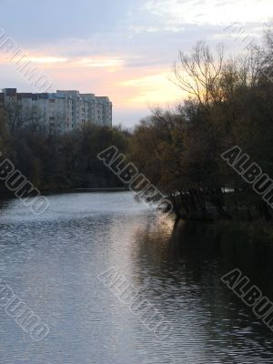 Sunset on river