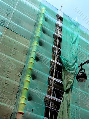Facade of a under repair house
