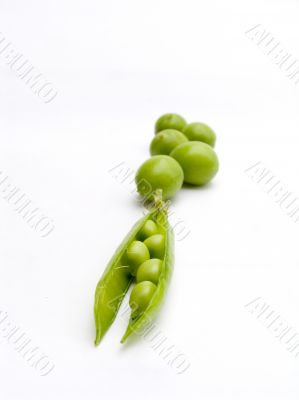 Green peas and fruits green plums