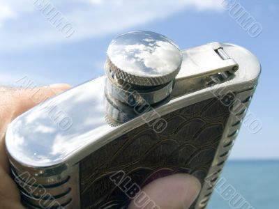 Flask with a wine