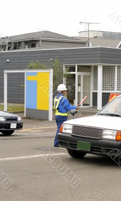 Man directing traffic