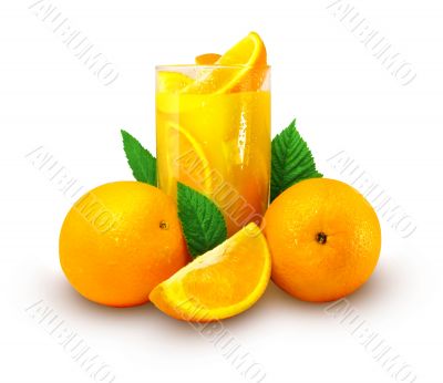 Orange juice with fruits isolated