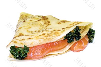 pancake with red fish
