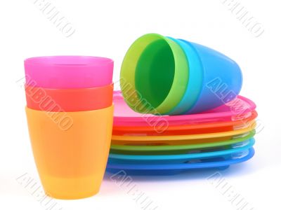 plastic cups and plates