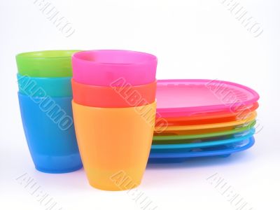 plastic cups and plates