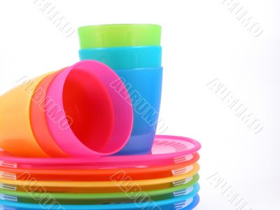 plastic cups and plates