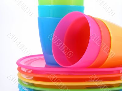 plastic cups and plates