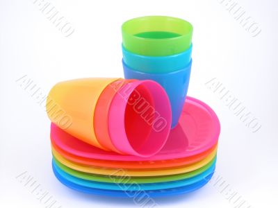 plastic cups and plates