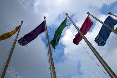 Five colored flags
