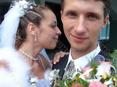 Young happy adult just married newlyweds