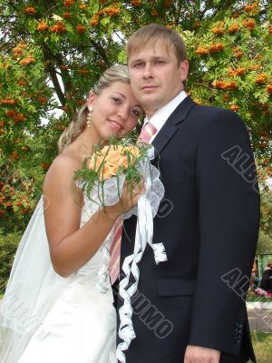 Young happy ewlyweds