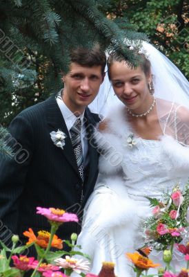 Young happy ewlyweds