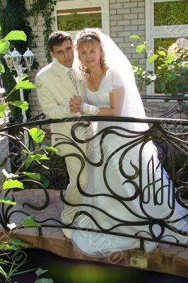 Young happy ewlyweds