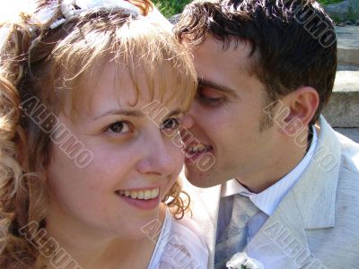 Young happy ewlyweds