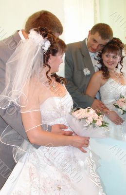 Young happy ewlyweds