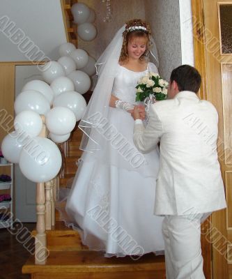 Young happy adult just married newlyweds