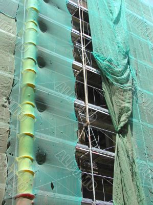 Facade of a under repair house