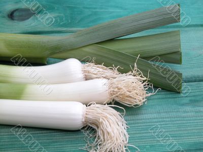 fresh leeks on board