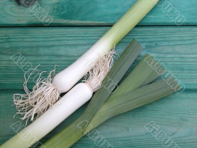 fresh leeks on board