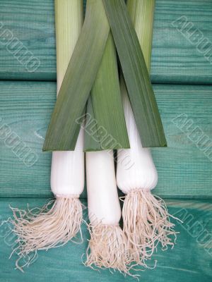 fresh leeks on board