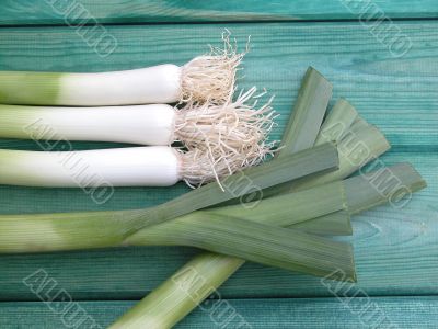 fresh leeks on board
