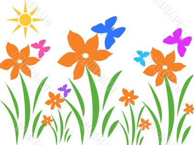 Flowers and butterflies