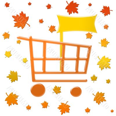 Autumn leaves and shopping cart