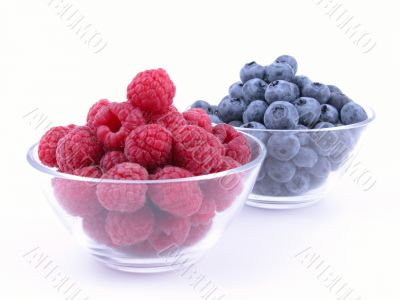 blueberries and raspberries
