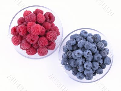 blueberries and raspberries
