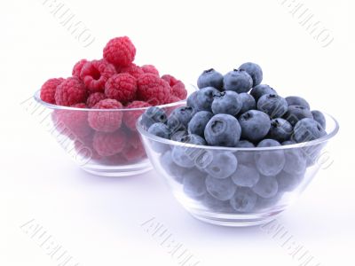 blueberries and raspberries