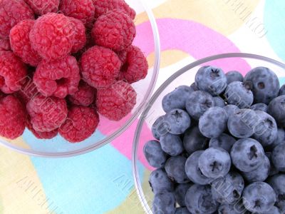 blueberries and raspberries
