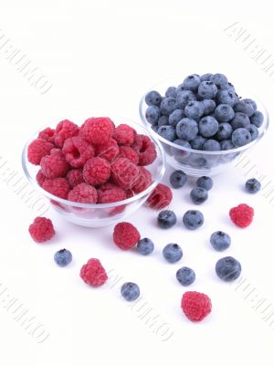 blueberries and raspberries