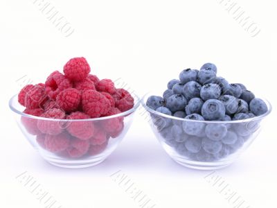 blueberries and raspberries