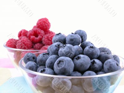 blueberries and raspberries