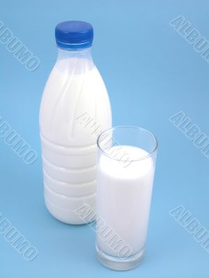milk on blue background