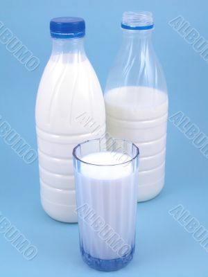 milk on blue background