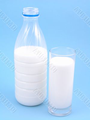 milk on blue background