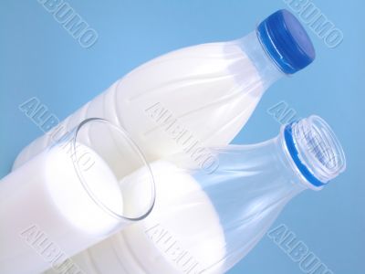 milk on blue background